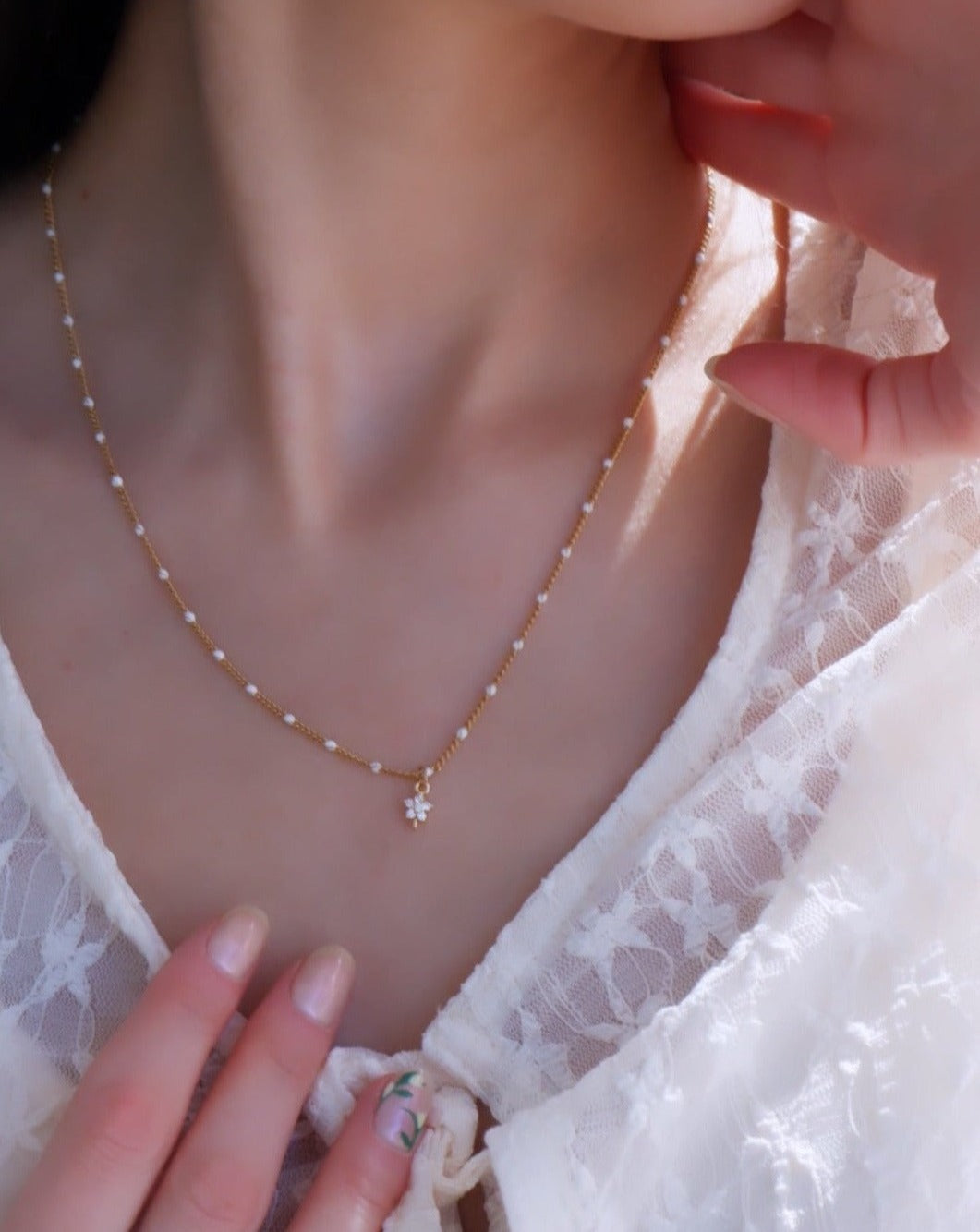 Beaded White Jasmine